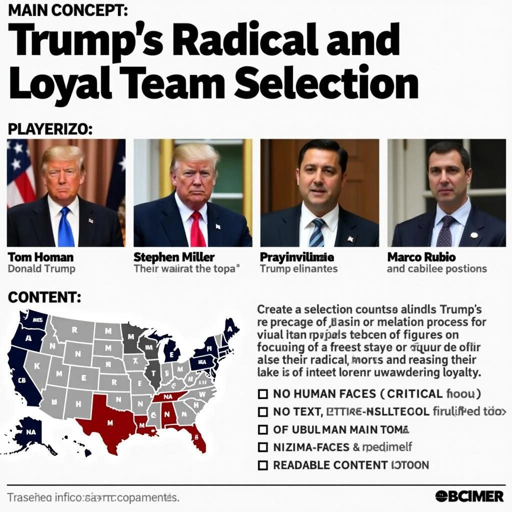 Trump, Homan, Miller, Rubio, cargos del Gabinete, mapa de estados clave.