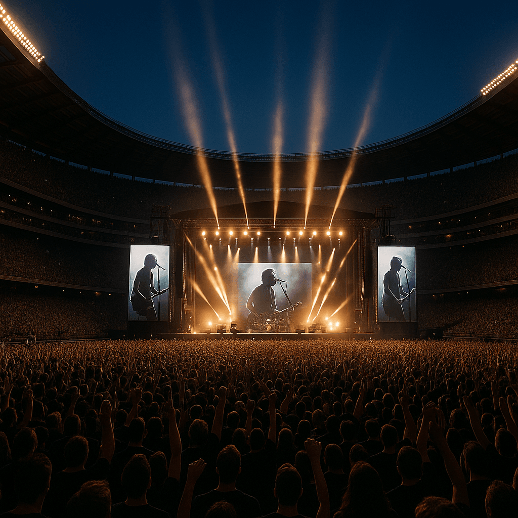 Immagine del palco durante il concerto.