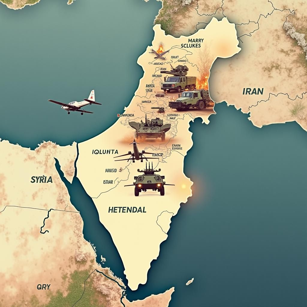 Map of Middle East showing Israel's military operations in Syria,
