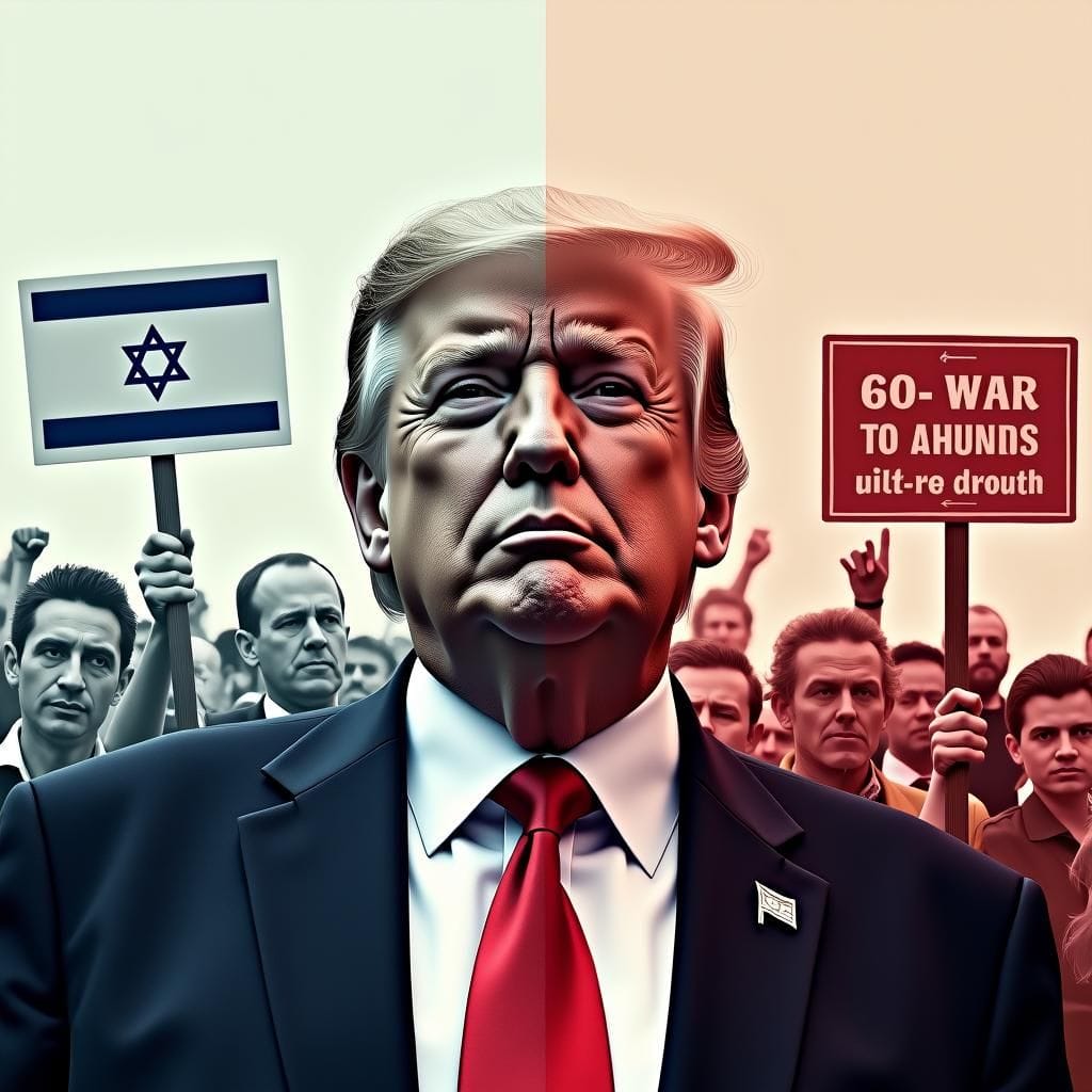 Image de Trump : Pro-Israël (droite) vs Symbole anti-guerre (gauche)