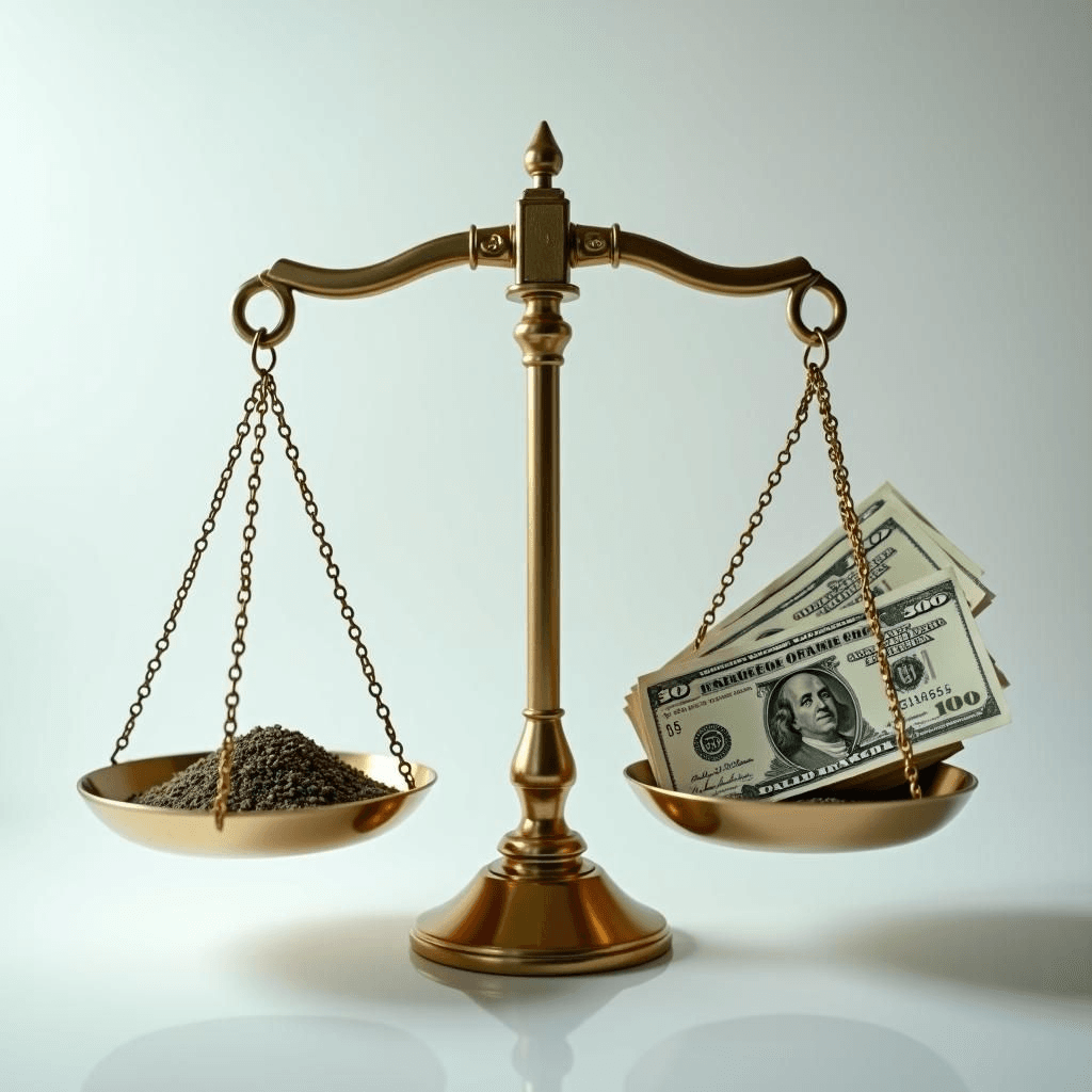 Una balanza inclinada hacia "déficit," simbolizando la inestabilidad financiera de la ONU.