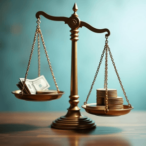 Escala de equilibrio bancario y bonos del Tesoro.