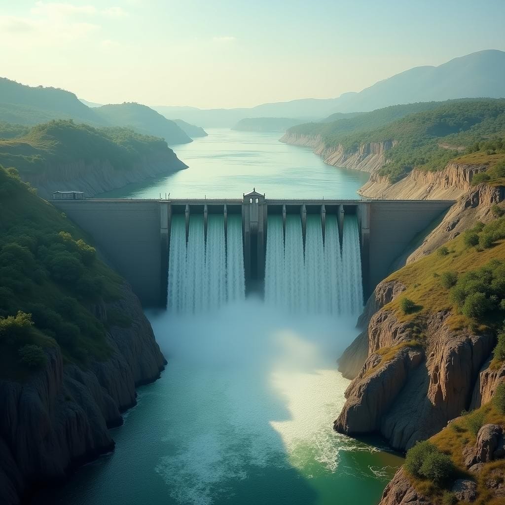 Alveo di fiume secco, dighe e canali di irrigazione nella zona in disputa.