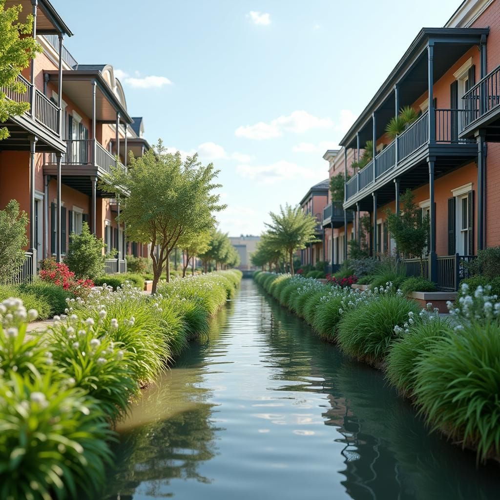Résilience communautaire : rénovation de parc, maisons résistantes à inondations, travailleurs installant