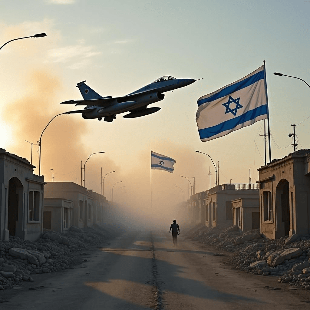 Damas : Bâtiments bombardés, avions militaires, drapeaux israéliens