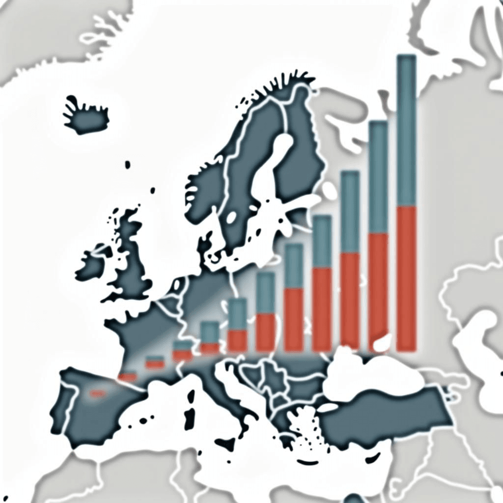 Gráfico de líneas que muestra el crecimiento del PIB per cápita de los candidatos de la UE