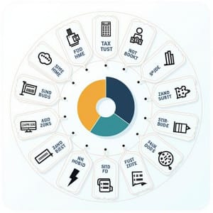Gráfica de pastel de impuestos destinados a servicios públicos, diagrama de flujo enlazado.