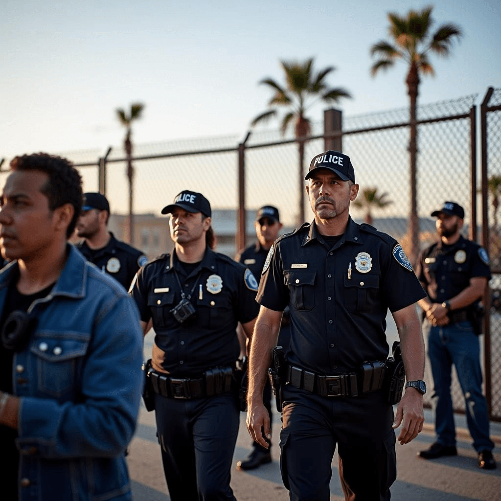Deportation raids, ICE agents, border fences, and California protests under