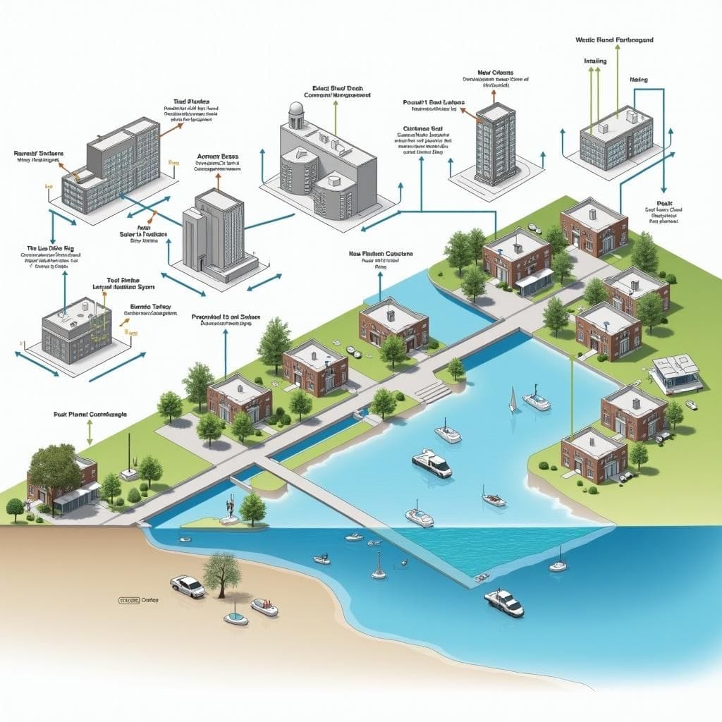 Planification de résilience urbaine : Rencontres communautaires, gestion technique des inondations, conception urbaine.