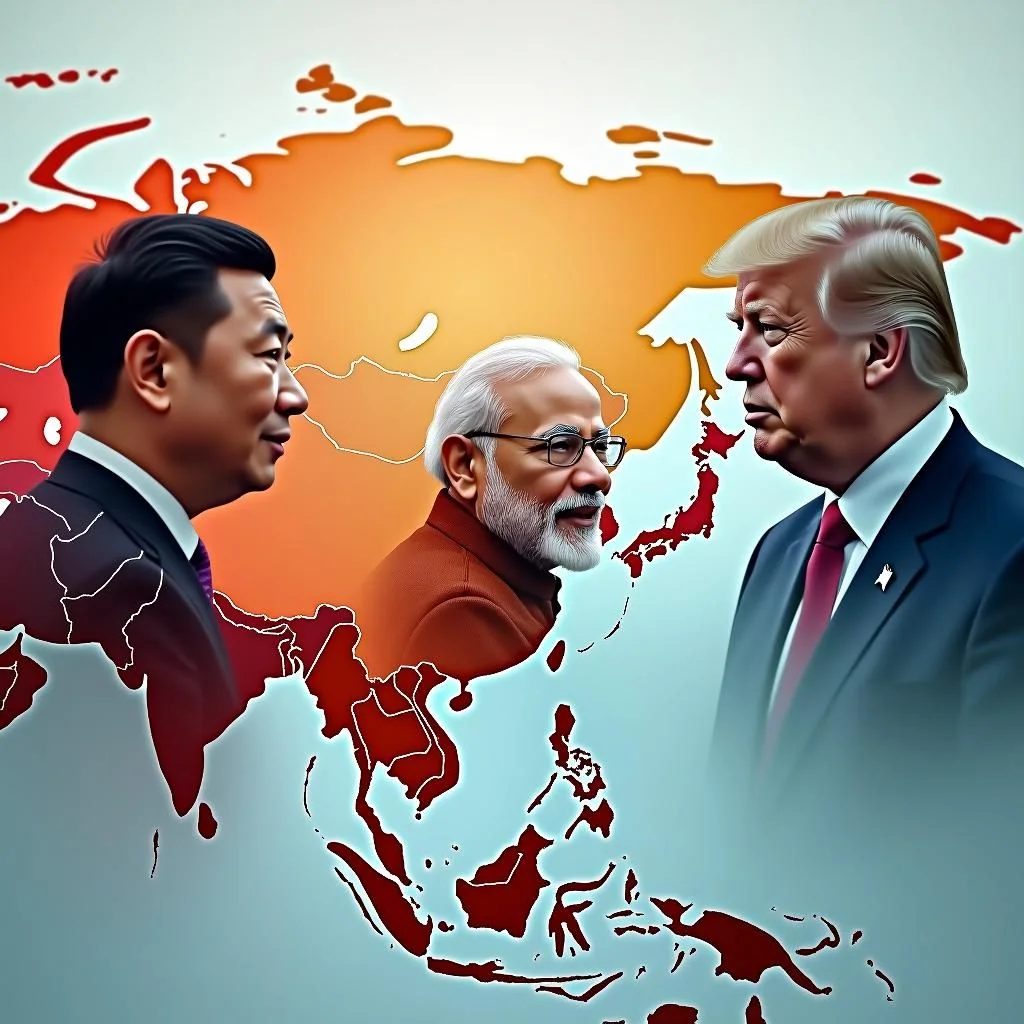 Leaderi della Cina, dell'India e degli Stati Uniti in mezzo ai commerci e