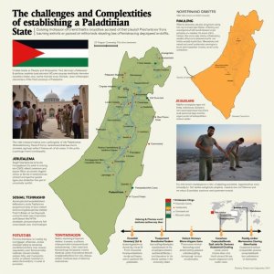 Mapas e imágenes depictan Cisjordania, Jerusalén, asentamientos israelíes, residentes palestinos,