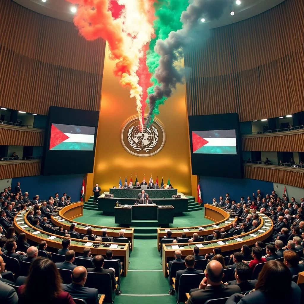 Drapeaux des pays membres des Nations Unies, manifestations internationales, sanctions, Assemblée générale des Nations Unies