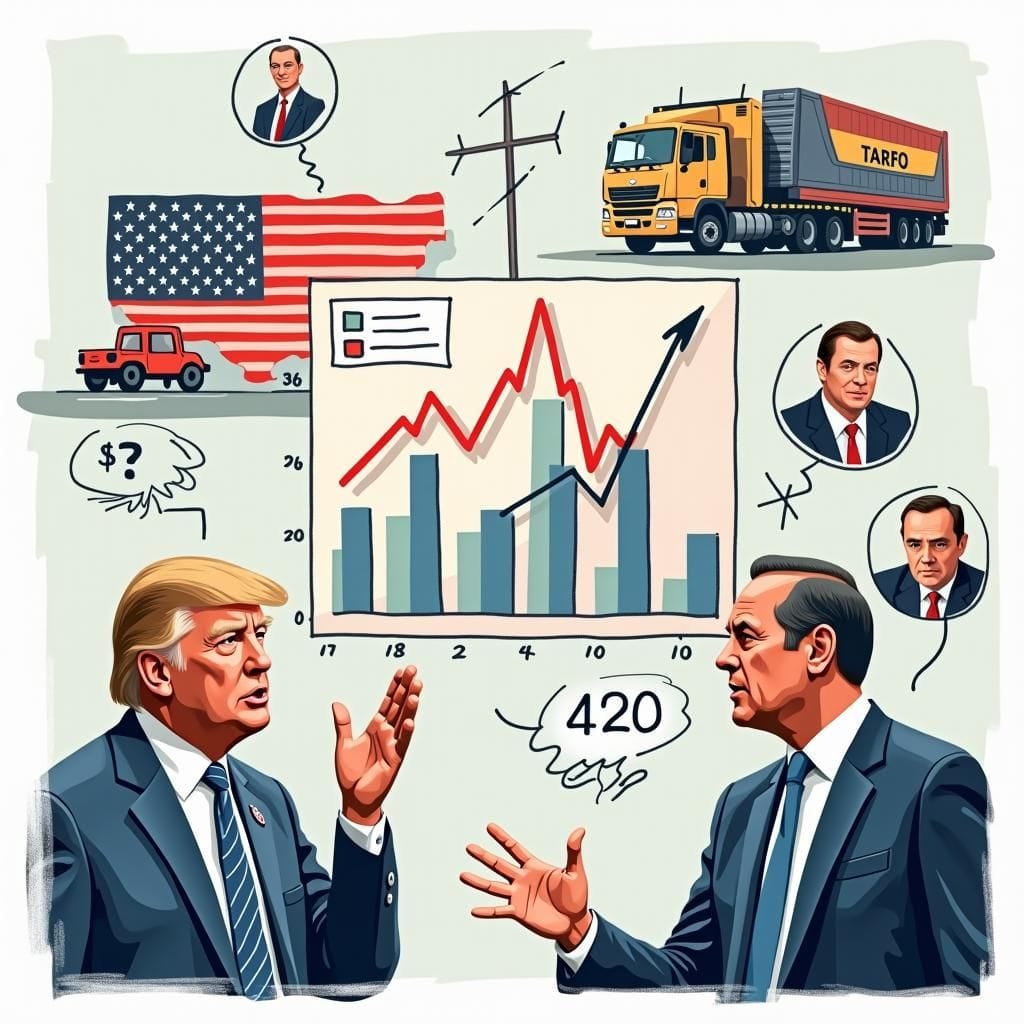 Graphique des réactions du marché aux tarifs des États-Unis, montrant une incertitude économique