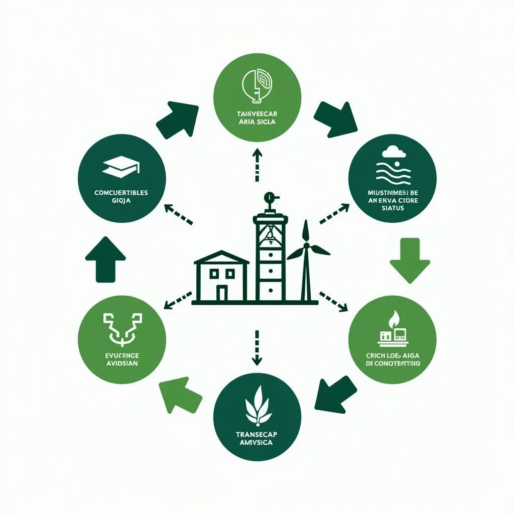Flowcharts showing just energy transition, EU and Spain policies, union