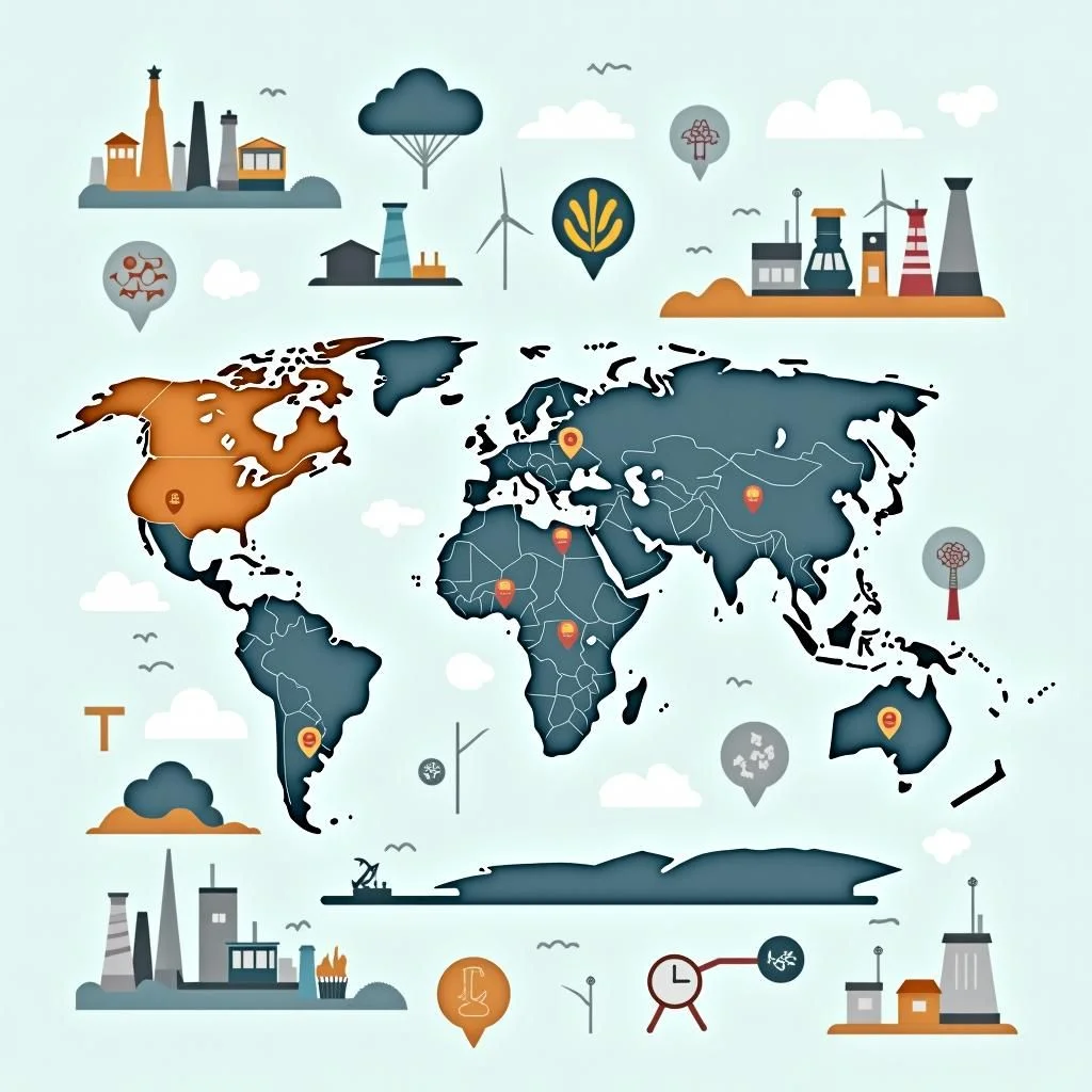 Logos of OIT and Paris Agreement, climate conferences, key international
