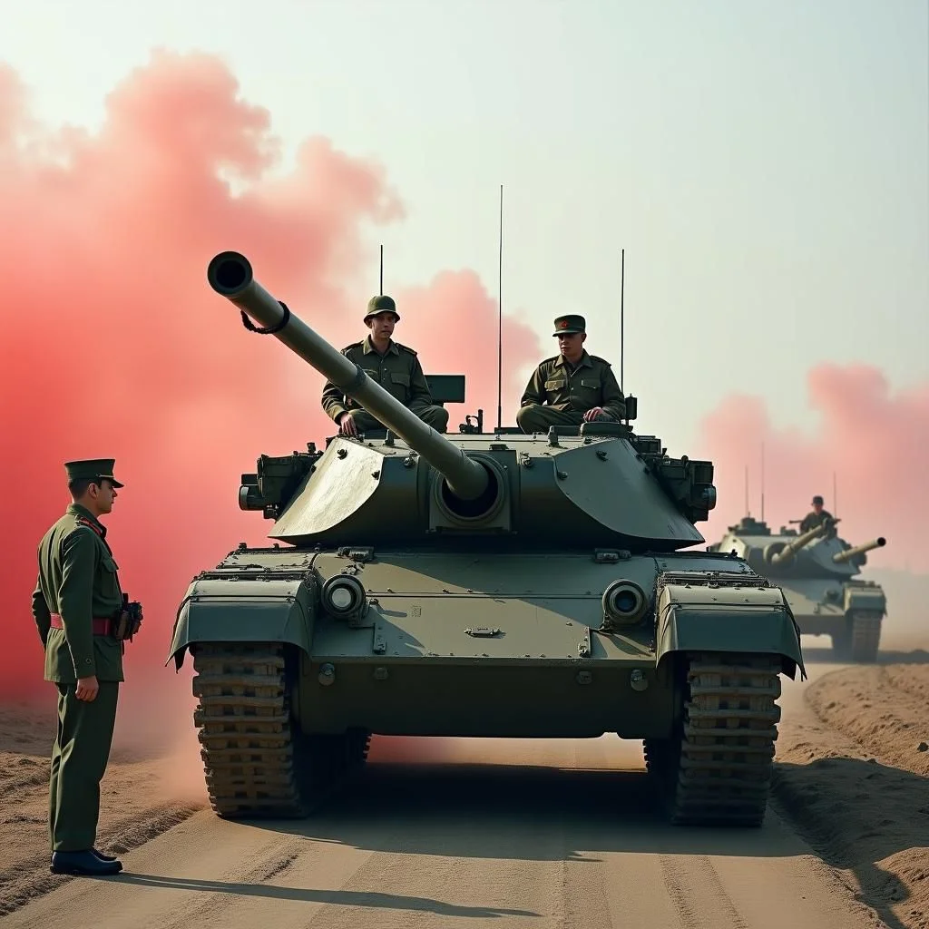 Les chars de la Seconde Guerre mondiale et les anciens combattants dans le contexte historique post-guerre.
