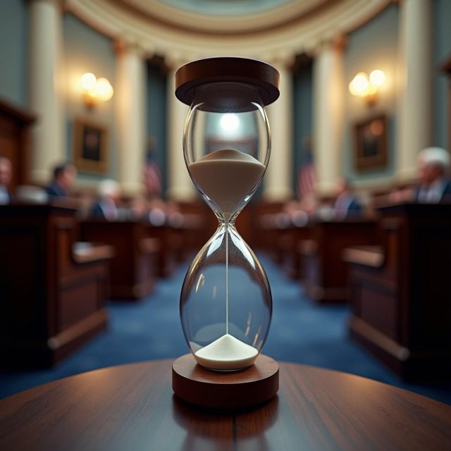 Un reloj que avanza lentamente y una línea de nominados en un lugar casi vacío.