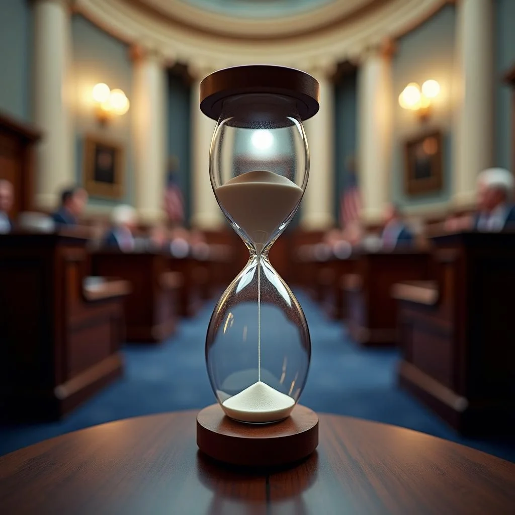 Un reloj que avanza lentamente y una línea de nominados en un lugar casi vacío.