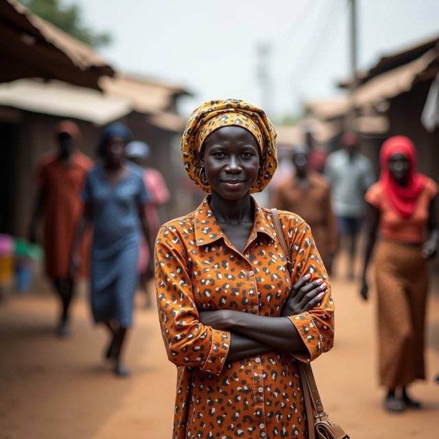 Mercados africanos concurridos y estadísticas de trabajo informal presentados lado a lado.