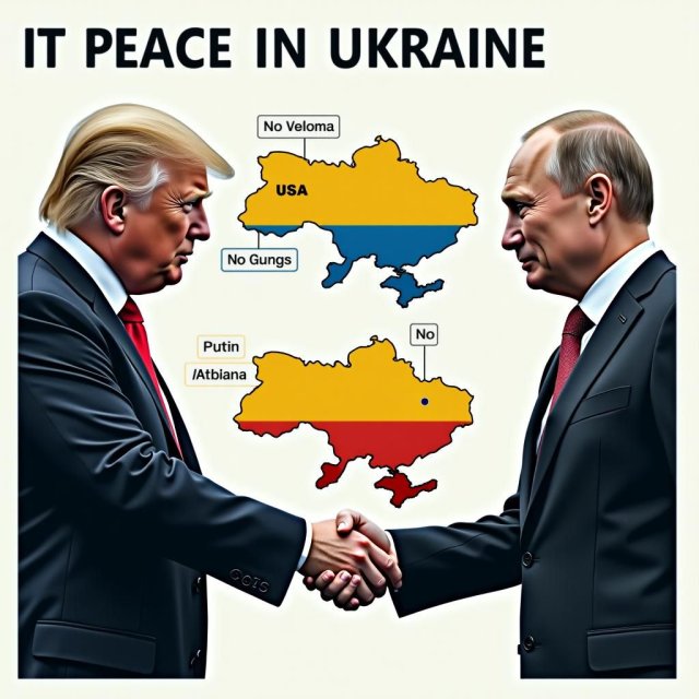 Imágenes de Trump y Putin con mapas del conflicto de Ucrania.