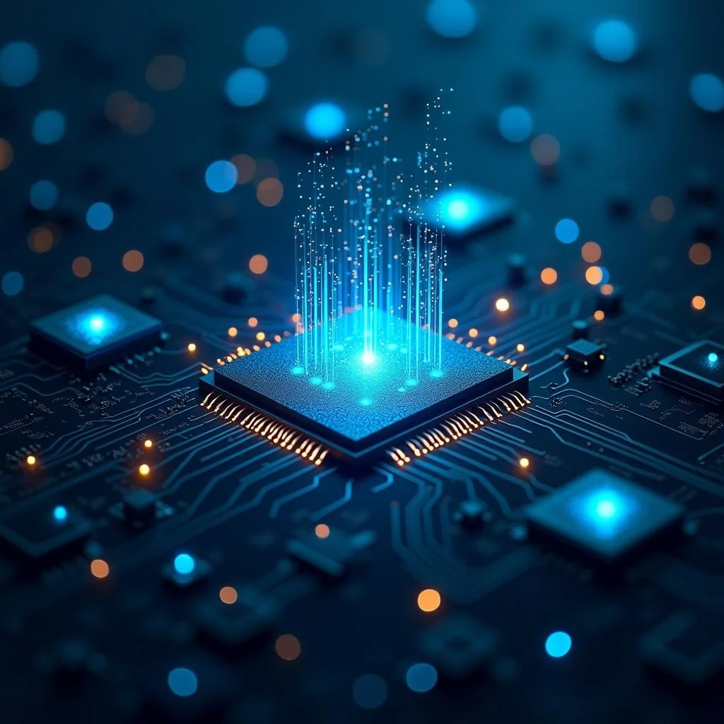 Circuitos interconectados, chips de inteligencia artificial y centros de datos en la red de energía.