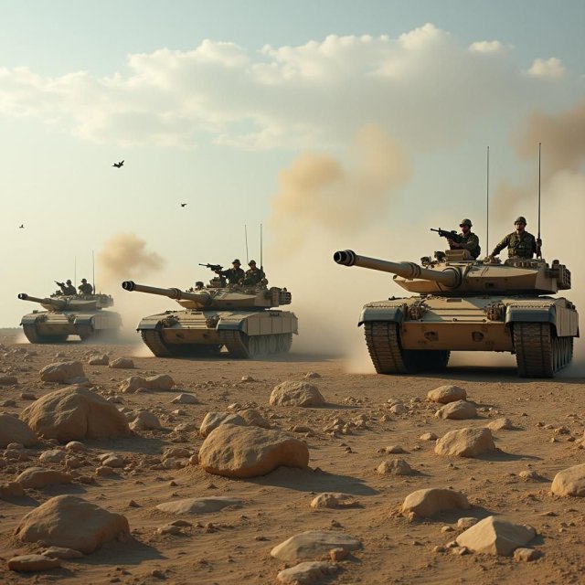 Tanques militares israelíes y funcionarios en negociaciones en la ciudad de Gaza.