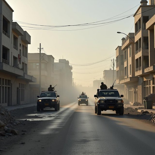 Edificios destruidos y vehículos militares en la ciudad de Gaza después.