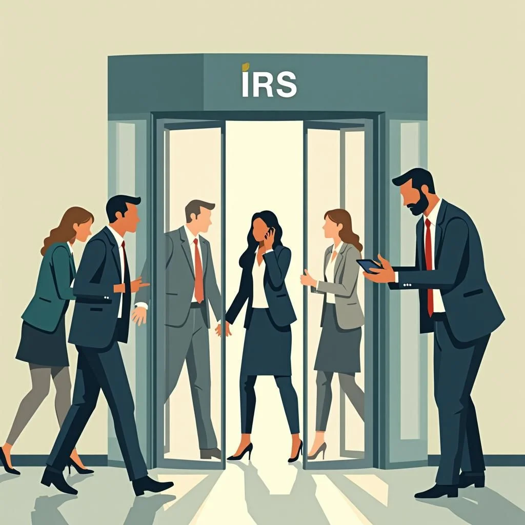 Les employés de l'IRS quittent par la porte tournante au milieu d'une forte baisse du personnel.