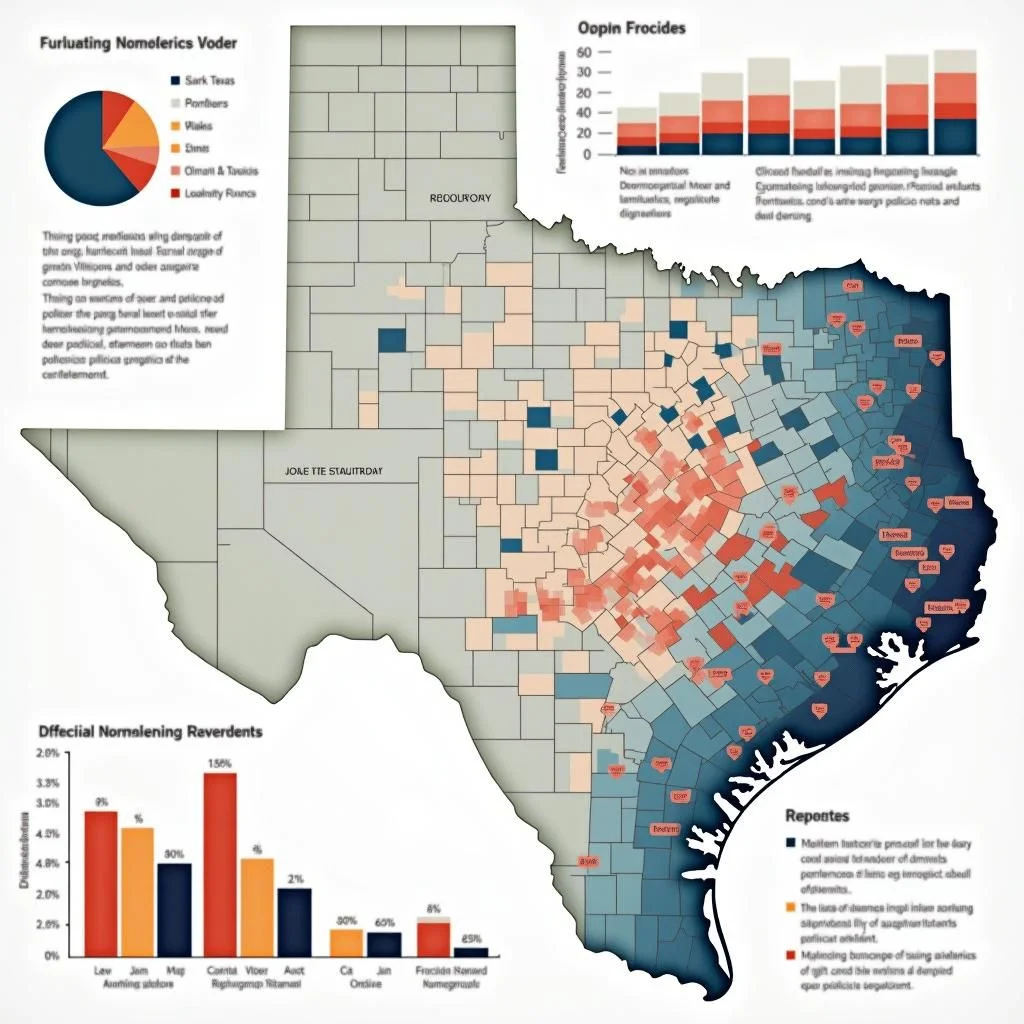 Un graphique en forme de tarte et des graphiques illustrant les déplacements démographiques du Texas.