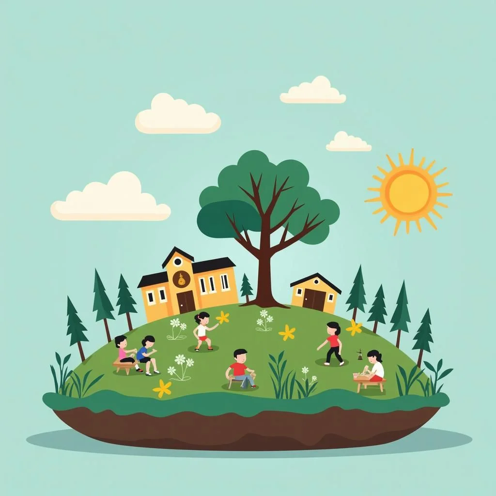 Les élèves participent à l'éducation en plein air et aux pratiques scolaires durables.