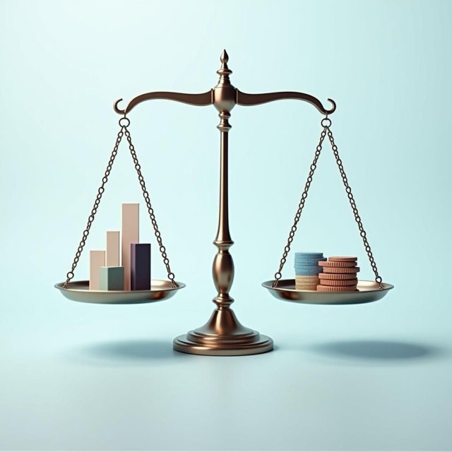 Un gráfico y una balanza de equilibrio ilustran los requisitos y las compensaciones de la SLR.
