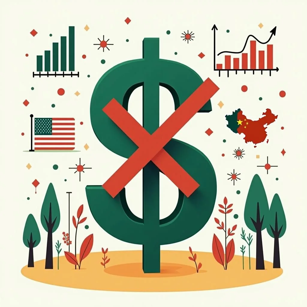Un dollar signé avec un "X" rouge, entouré de