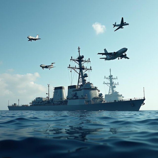 Buques de guerra estadounidenses y Marines despliegan en ejercicio naval del Caribe.