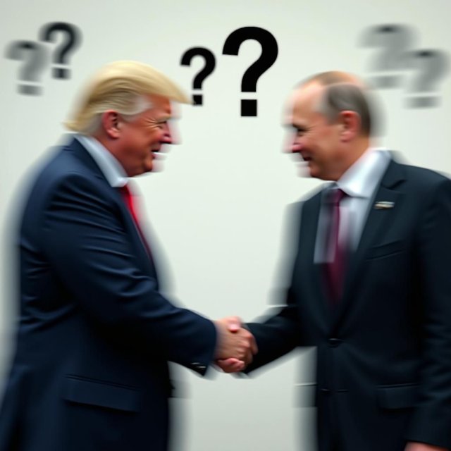 Un apretón de manos borroso entre Trump y Putin en medio de titulares contradictorios.