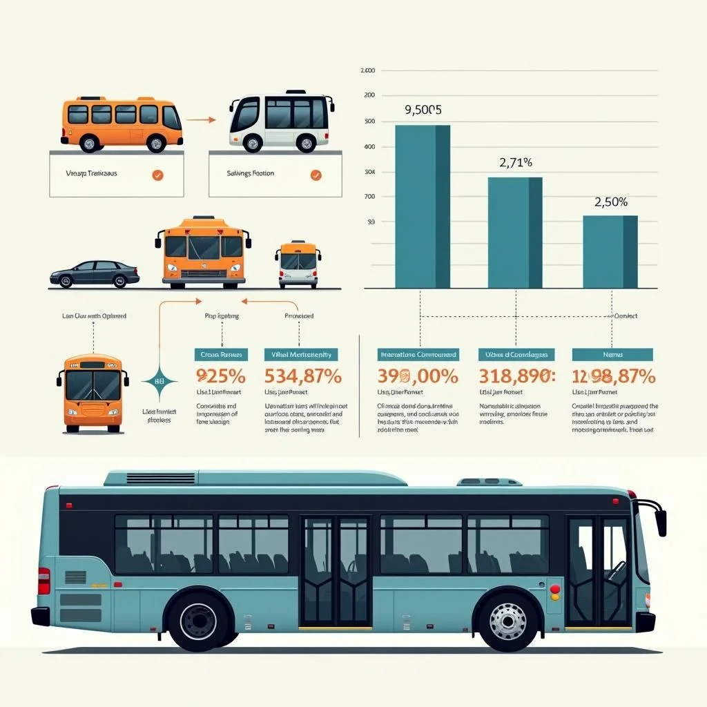 Des diagrammes et des graphiques illustrant les stratégies de réduction des coûts des bus publics.
