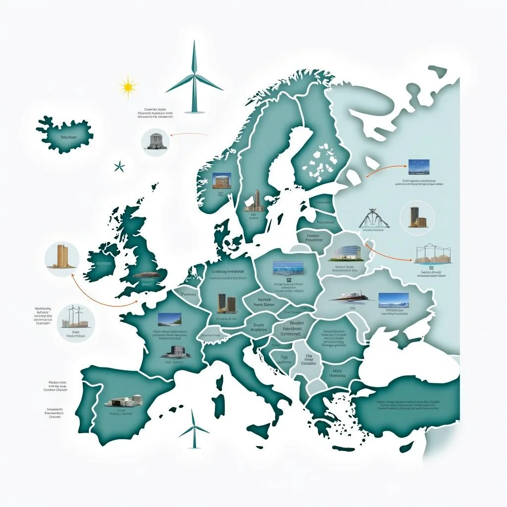 Les diagrammes et les cartes de flux illustrant les mesures de stabilisation des coûts d'énergie.
