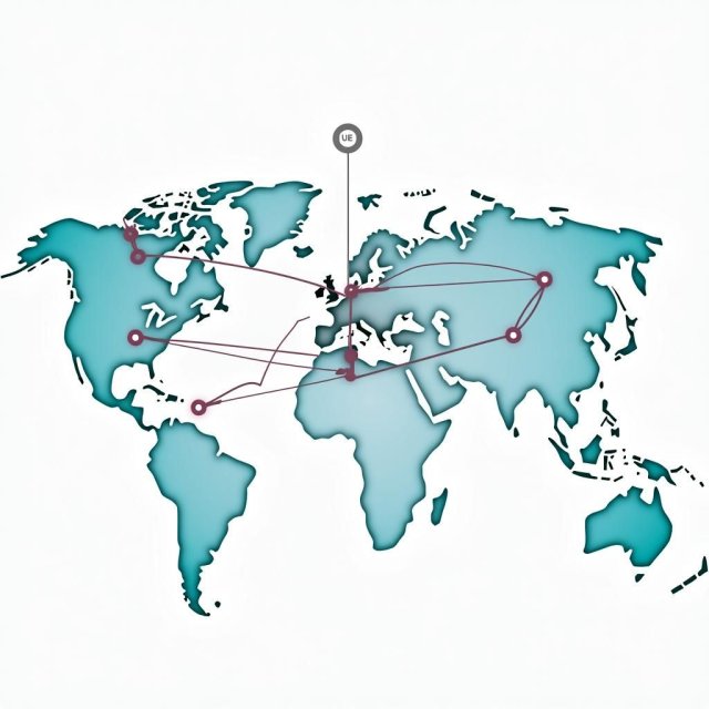 Un diagrama de red global de partes interesadas colaborativas y objetivos estratégicos.