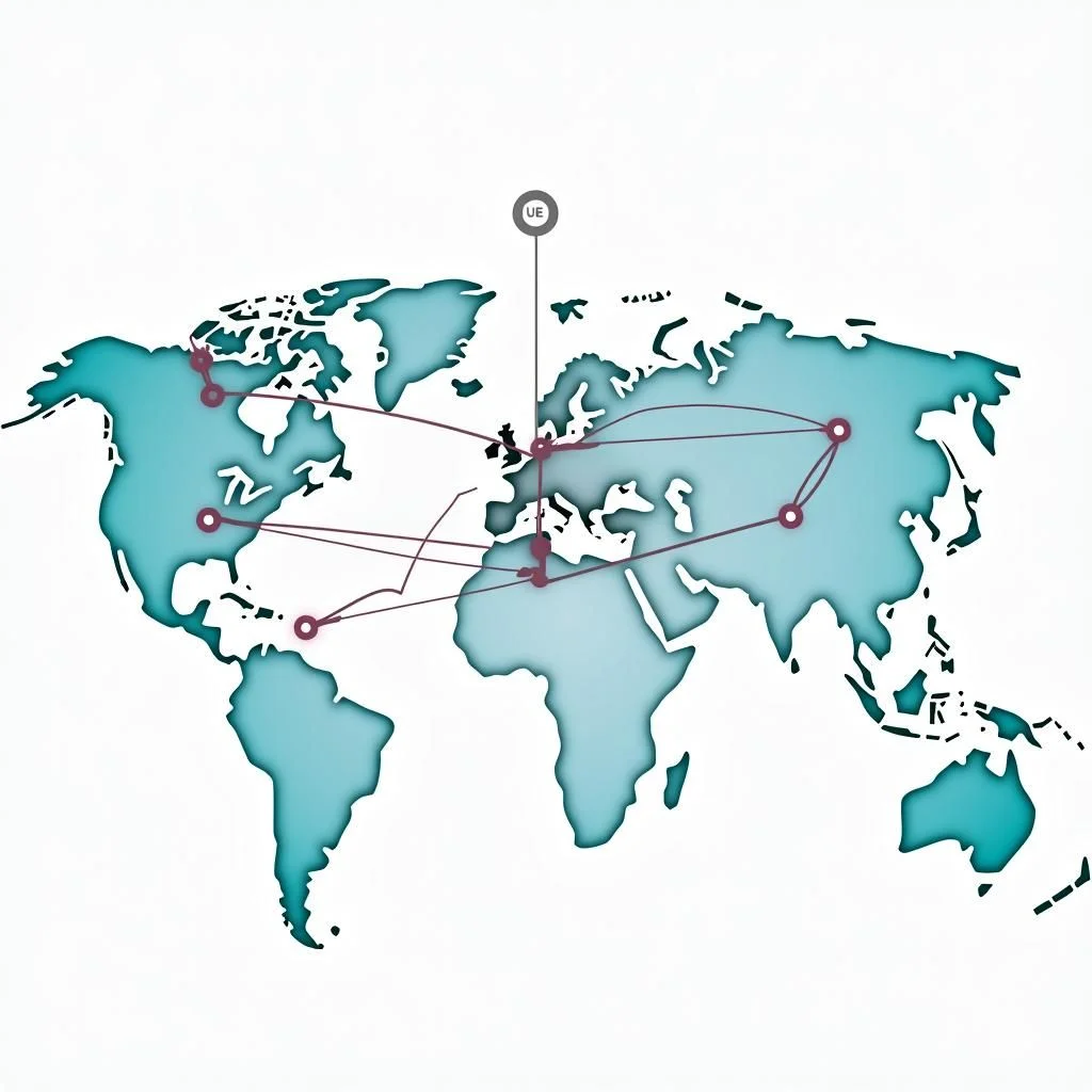Un diagramma di rete globale di stakeholder collaborativi e obiettivi strategici.
