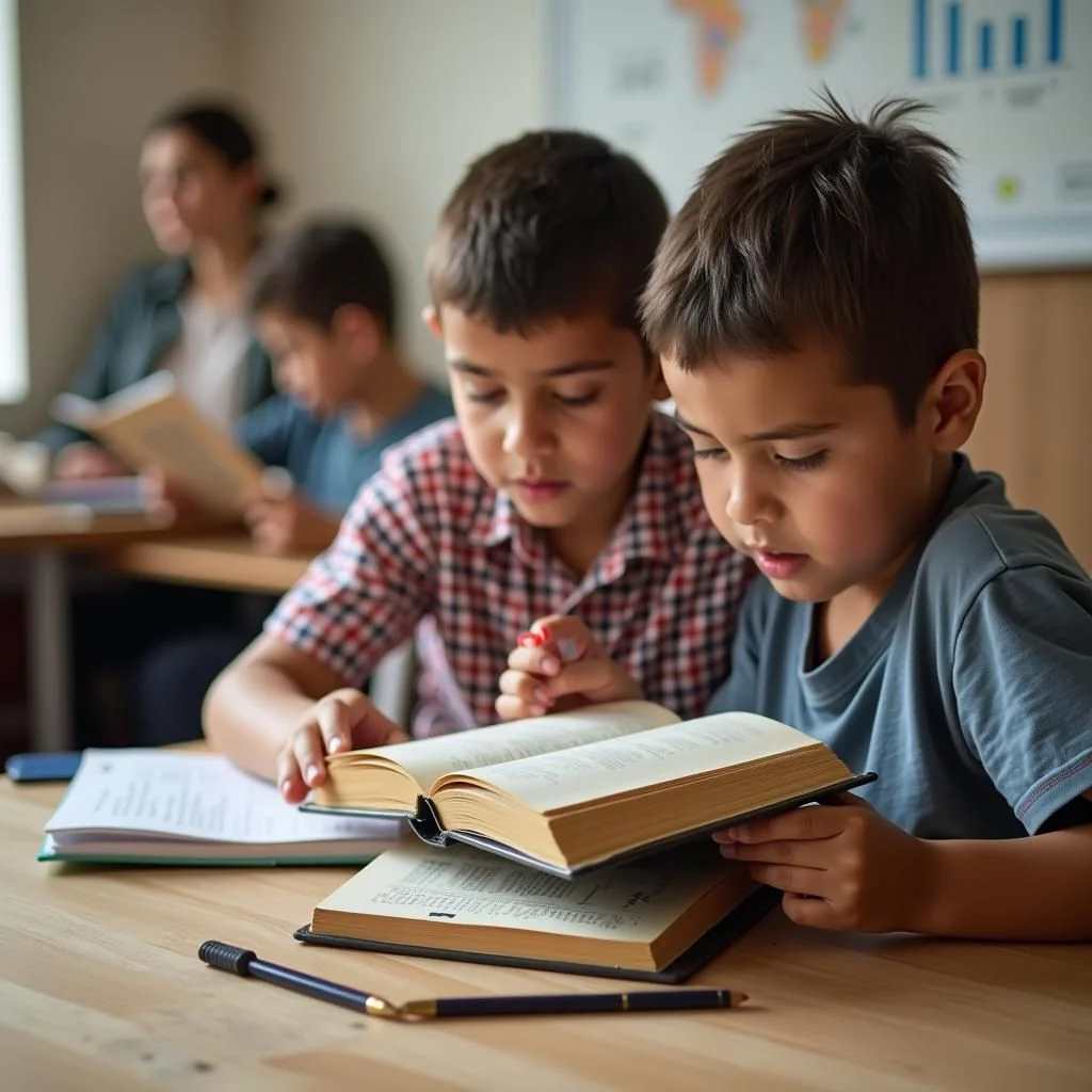 Los niños luchan por leer libros en comunidades jordanias de baja alfabetización.
