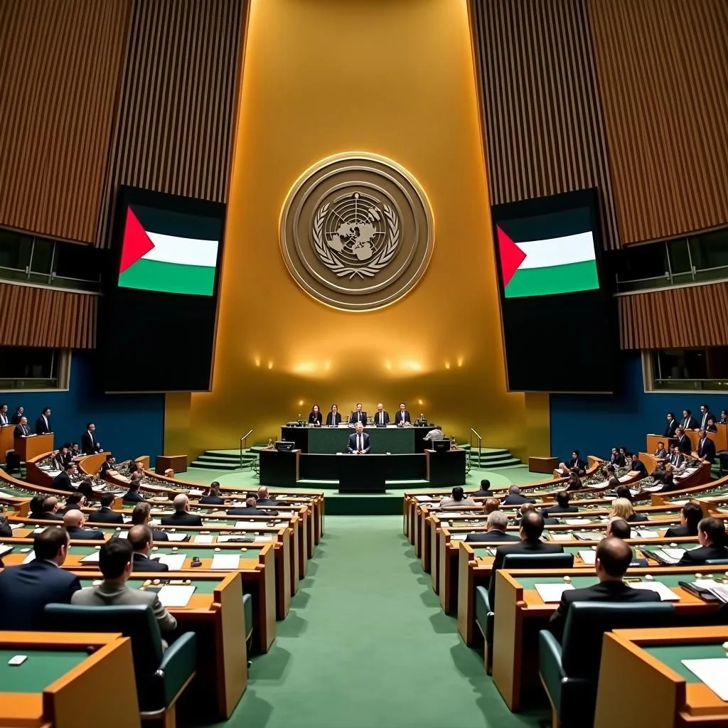 Les diplomates de divers pays reconnaissent la Palestine à l'assemblée des Nations Unies.