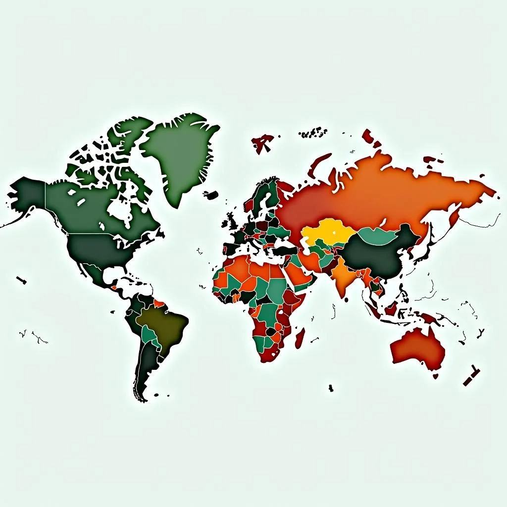 Une carte du monde montre les progrès différents des pays dans la réduction de leurs émissions.