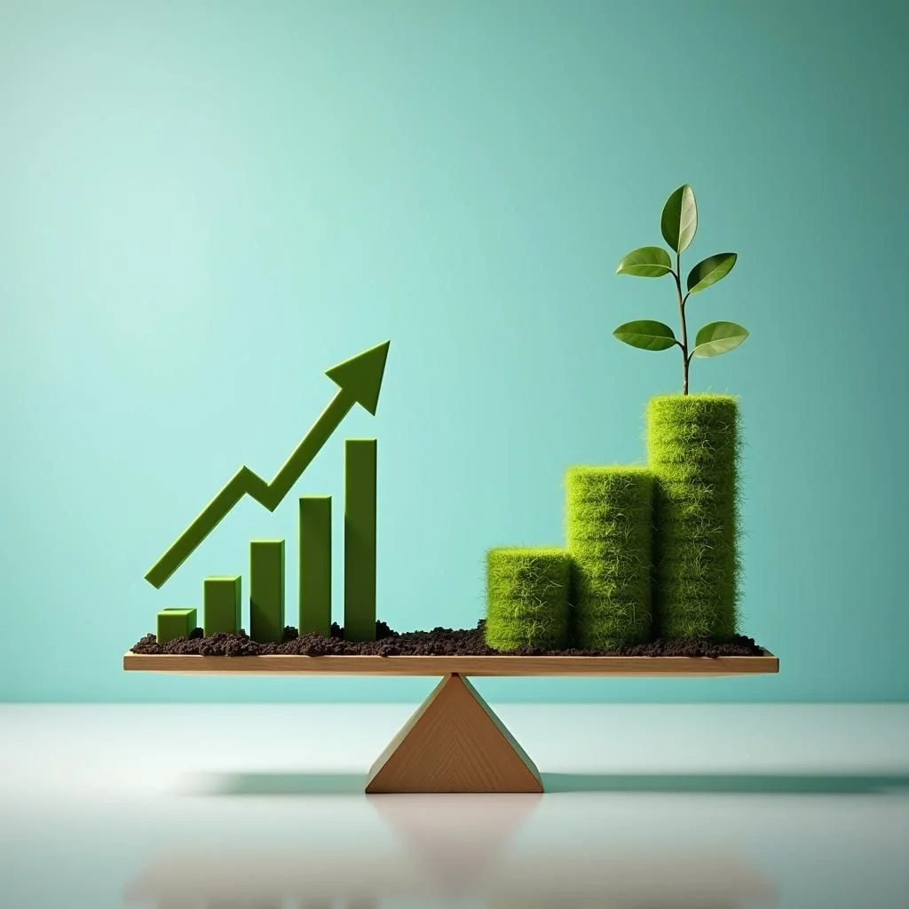 Une balance équilibre la croissance économique avec une diminution des émissions de carbone.