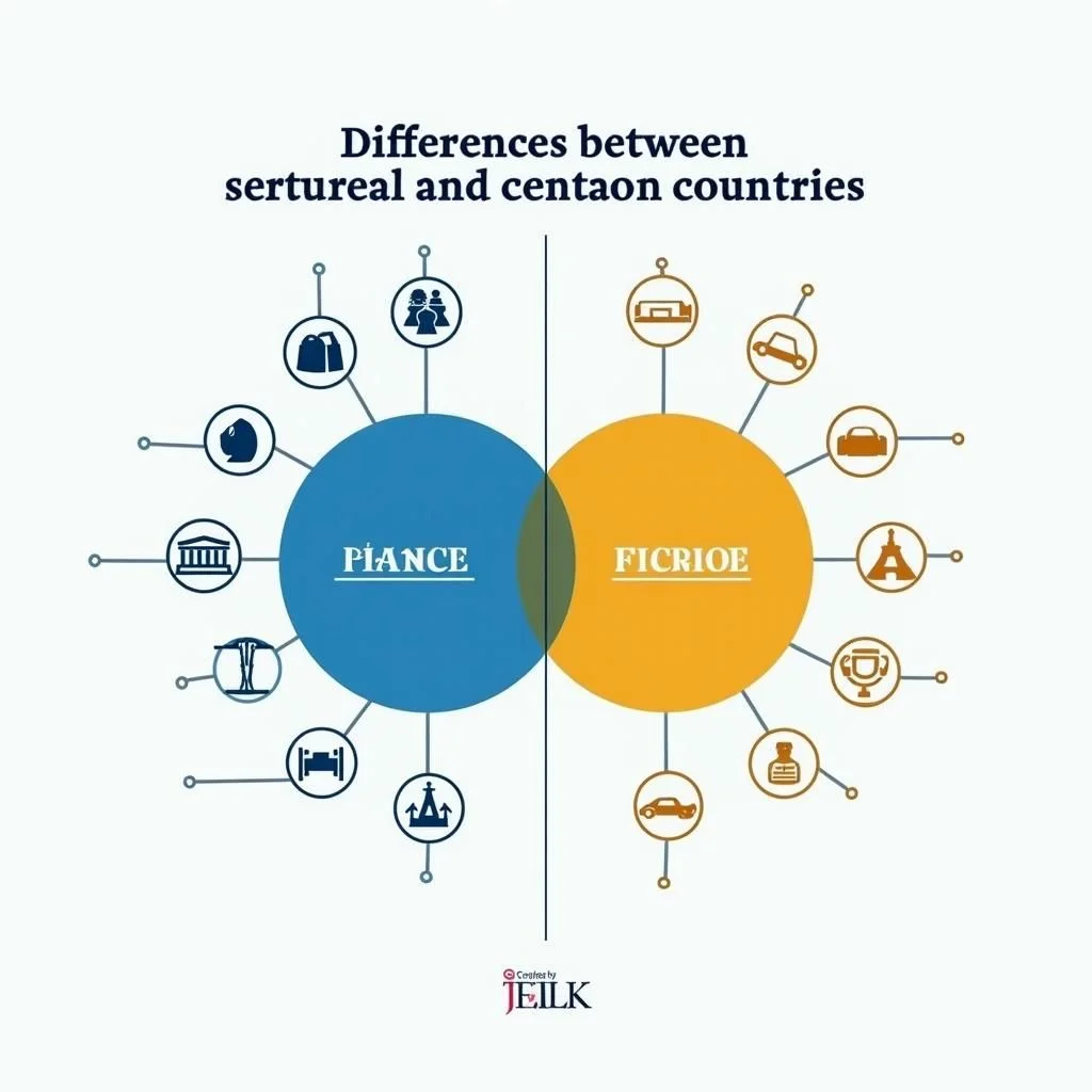 Diagramma di Venn che confronta le caratteristiche dei paesi periferici e centrali della zona euro.