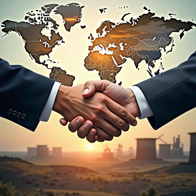 Líderes africanos y estadounidenses se estrechan la mano sobre inversiones mineras.