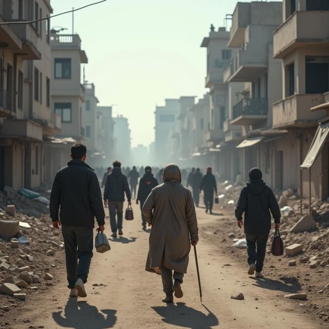 Los civiles huyen ante edificios destruidos y campos de refugiados sobrepoblados.