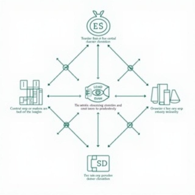 Un diagrama de red de transacciones de reposo entre instituciones financieras.