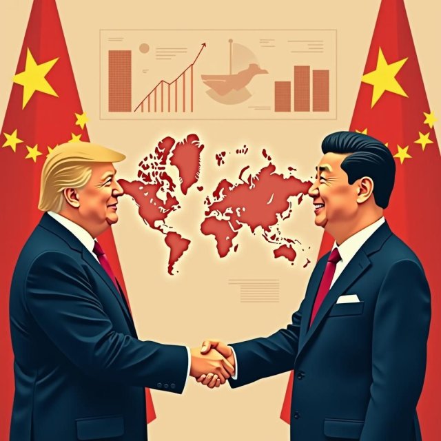 El presidente estadounidense Trump y Xi Jinping se estrechan la mano en cumbre.