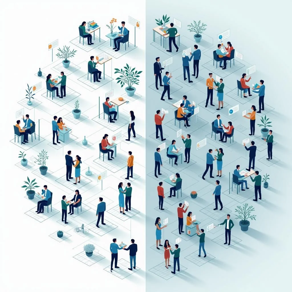 Les diagrammes illustrent les structures d'équipe et les efforts collaboratifs réussis.