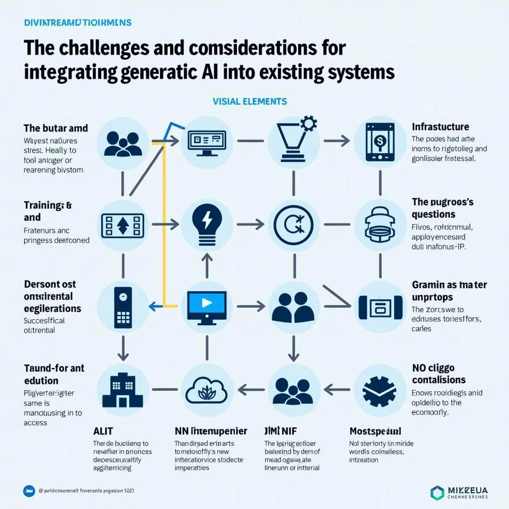 Diagrama de flujo que ilustra los pasos de integración de IA y las consideraciones relacionadas.