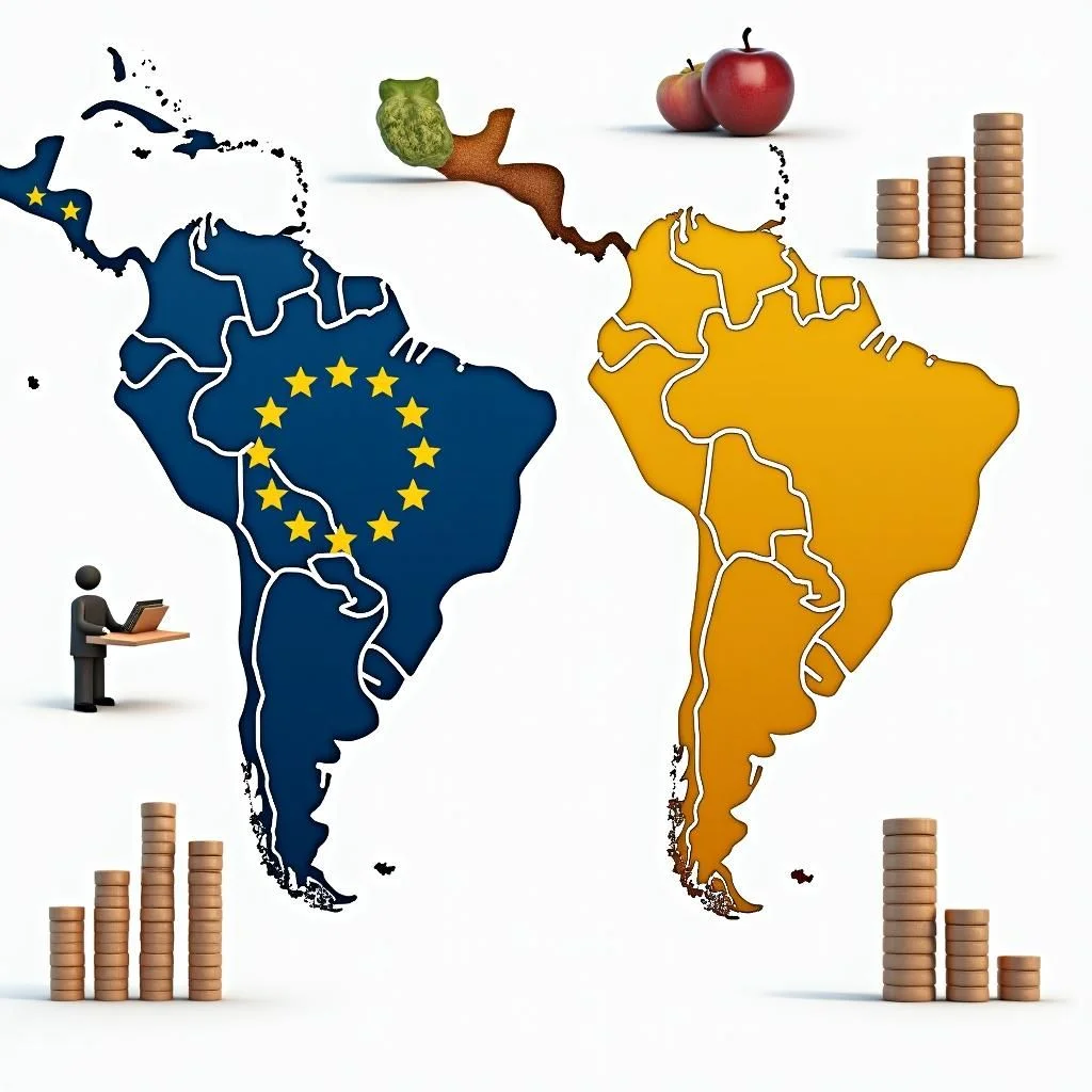 Maps and graphs illustrate EU-Mercosur trade agreement impact.